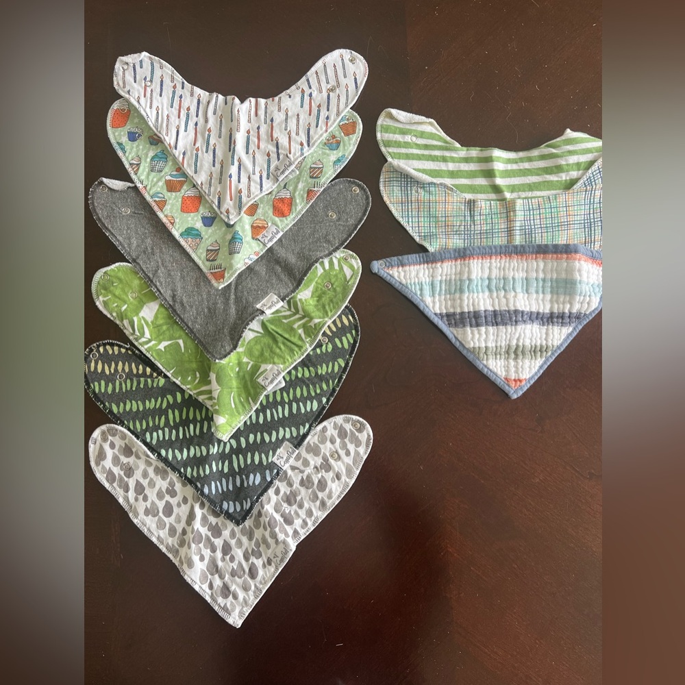 Cooper and Pearl cloth bibs and 1 Aden cloth bib.